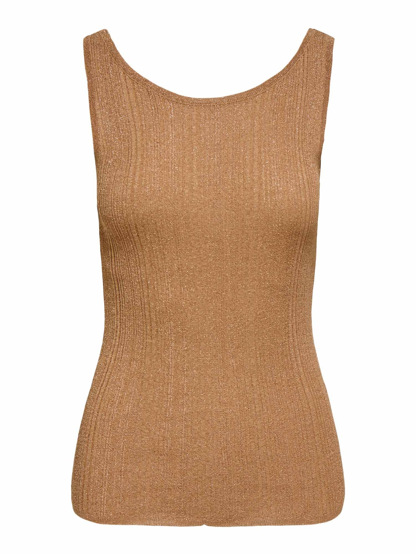 Only Lanna, canotta donna marrone con effetto glitter