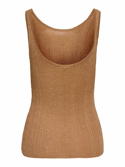 Only Lanna, canotta donna marrone con effetto glitter