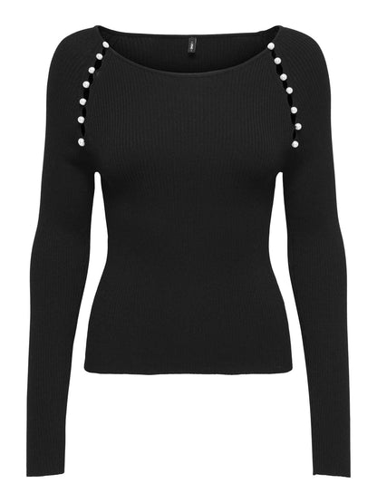 Maglia da donna Only Onlmeddi con collo ampio nera