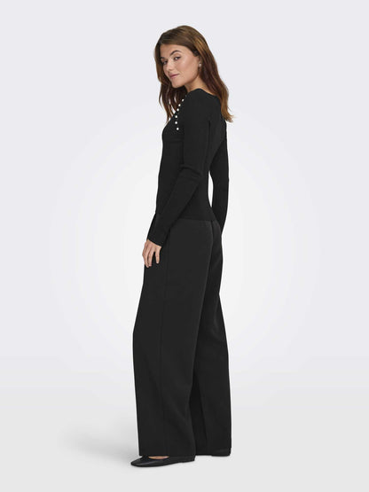 Maglia da donna Only Onlmeddi con collo ampio nera