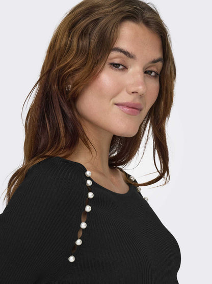 Maglia da donna Only Onlmeddi con collo ampio nera
