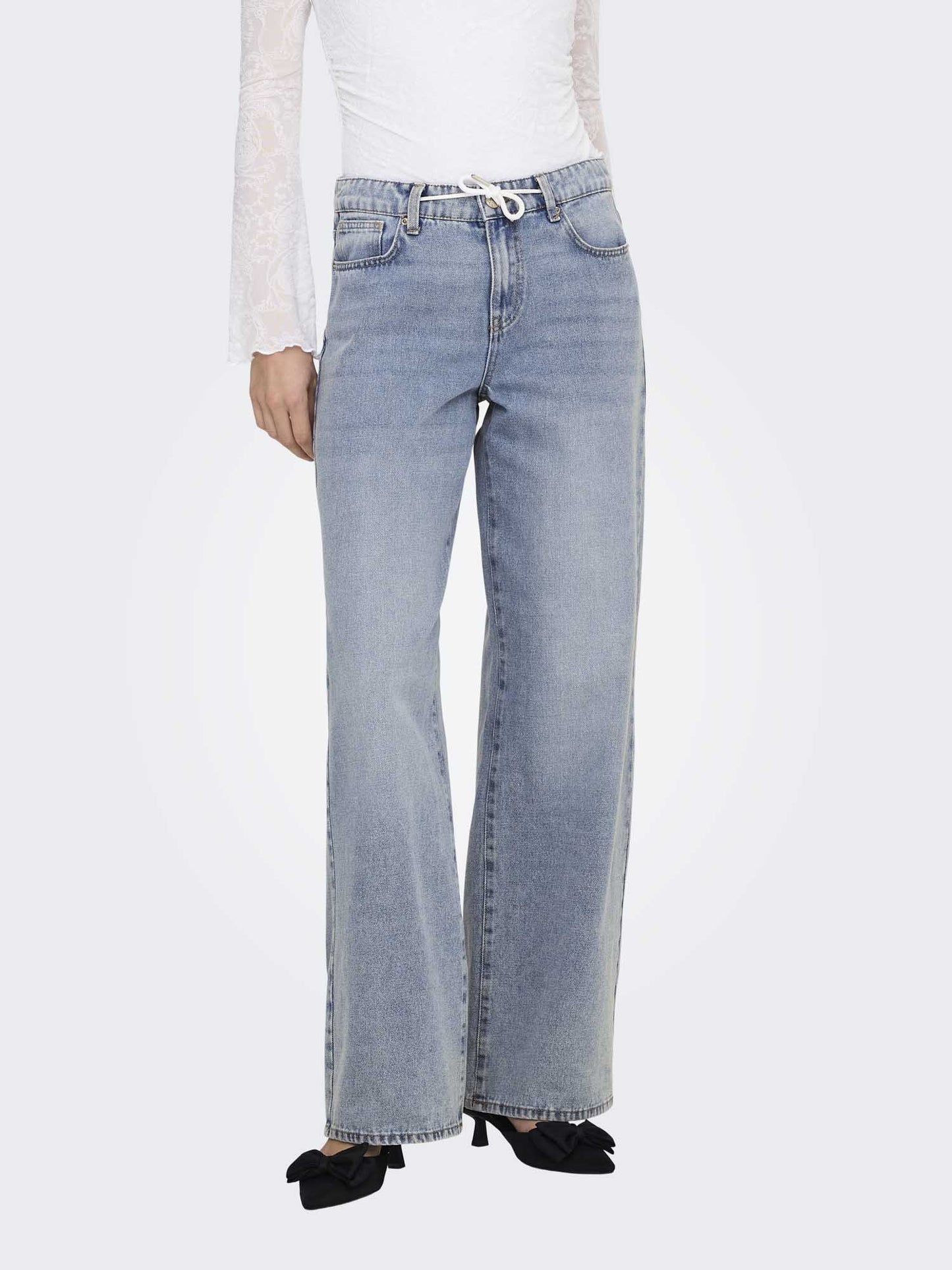 Jeans Only Bliss wide leg a vita media da donna in denim chiaro
