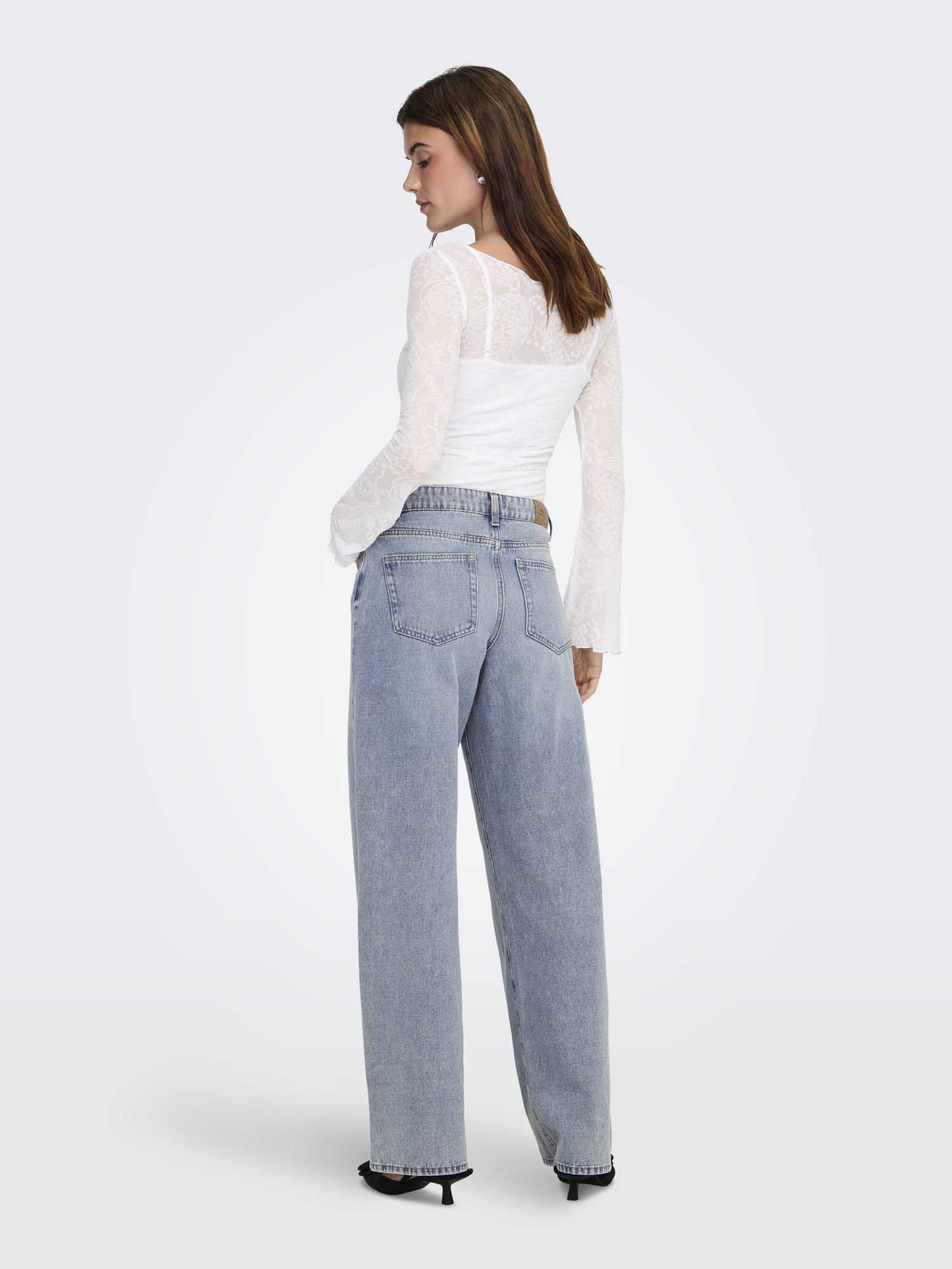 Jeans Only Bliss wide leg a vita media da donna in denim chiaro