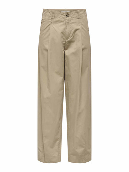 Pantaloni twill beige da donna in cotone versatile e resistente