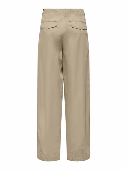 Pantaloni twill beige da donna in cotone versatile e resistente