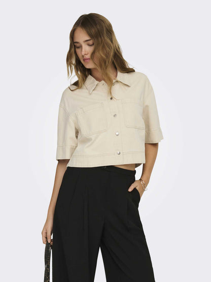 Only Cleo, camicia beige da donna in stile femminile