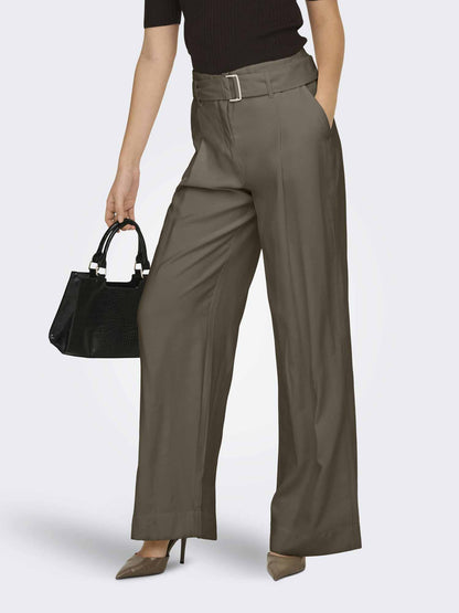 Pantaloni Only Tila stone wide fit da donna con cintura