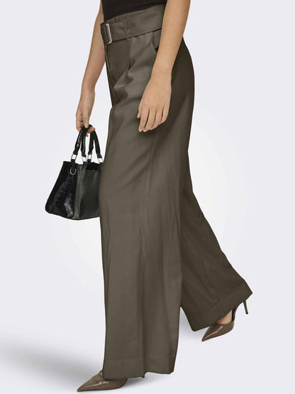 Pantaloni Only Tila stone wide fit da donna con cintura