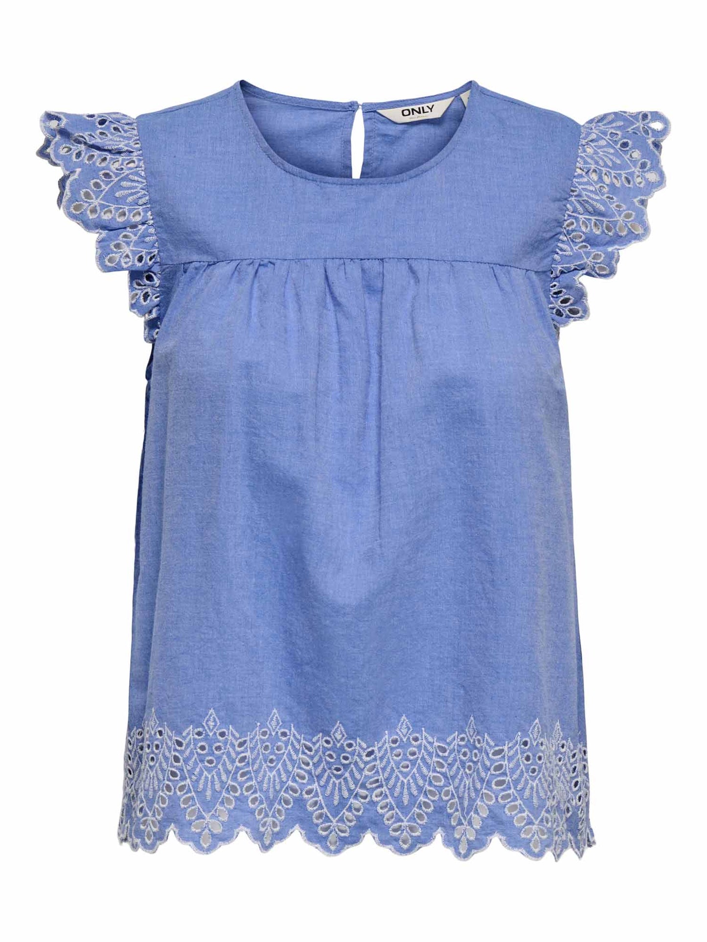 Top Only Tulum azzurro da donna con dettagli ricamati