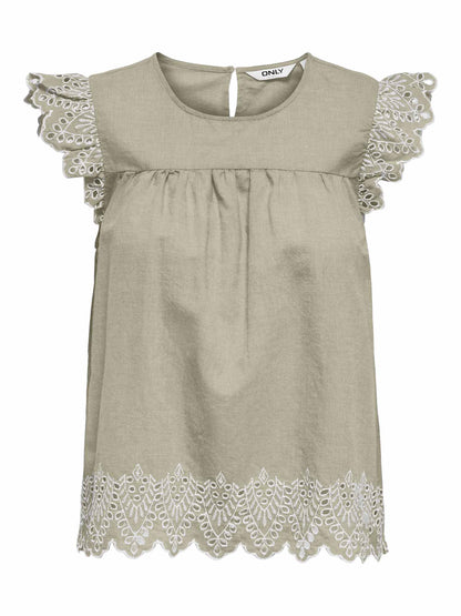 Only Tulum, blusa verde senza maniche da donna