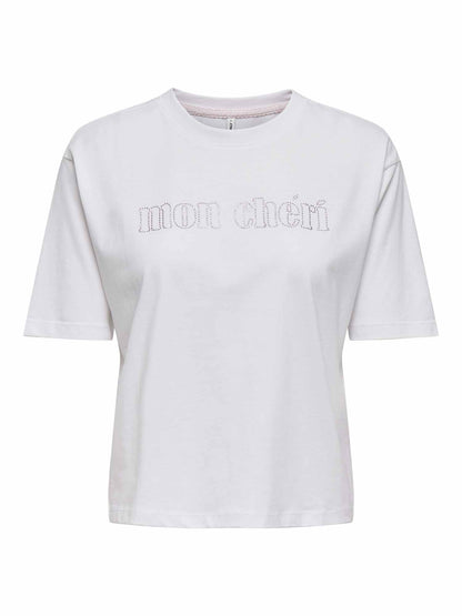 T-shirt boxy da donna Only Rhine bianca casual