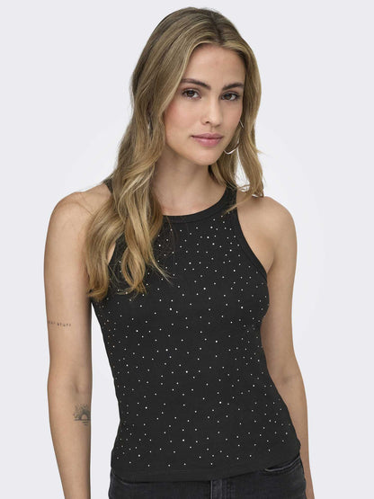 Canotta Filiz Life da donna nera con dettagli in strass