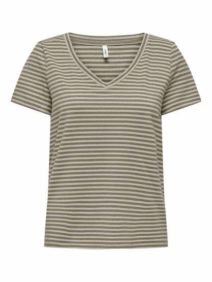 Only Venus Merma, t-shirt beige a maniche corte da donna