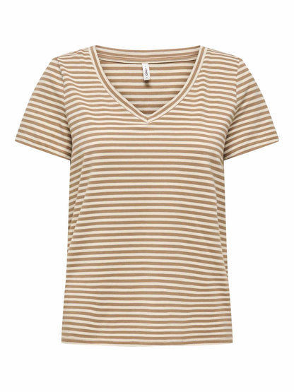 Only Venus, t-shirt a maniche corte marrone da donna casual