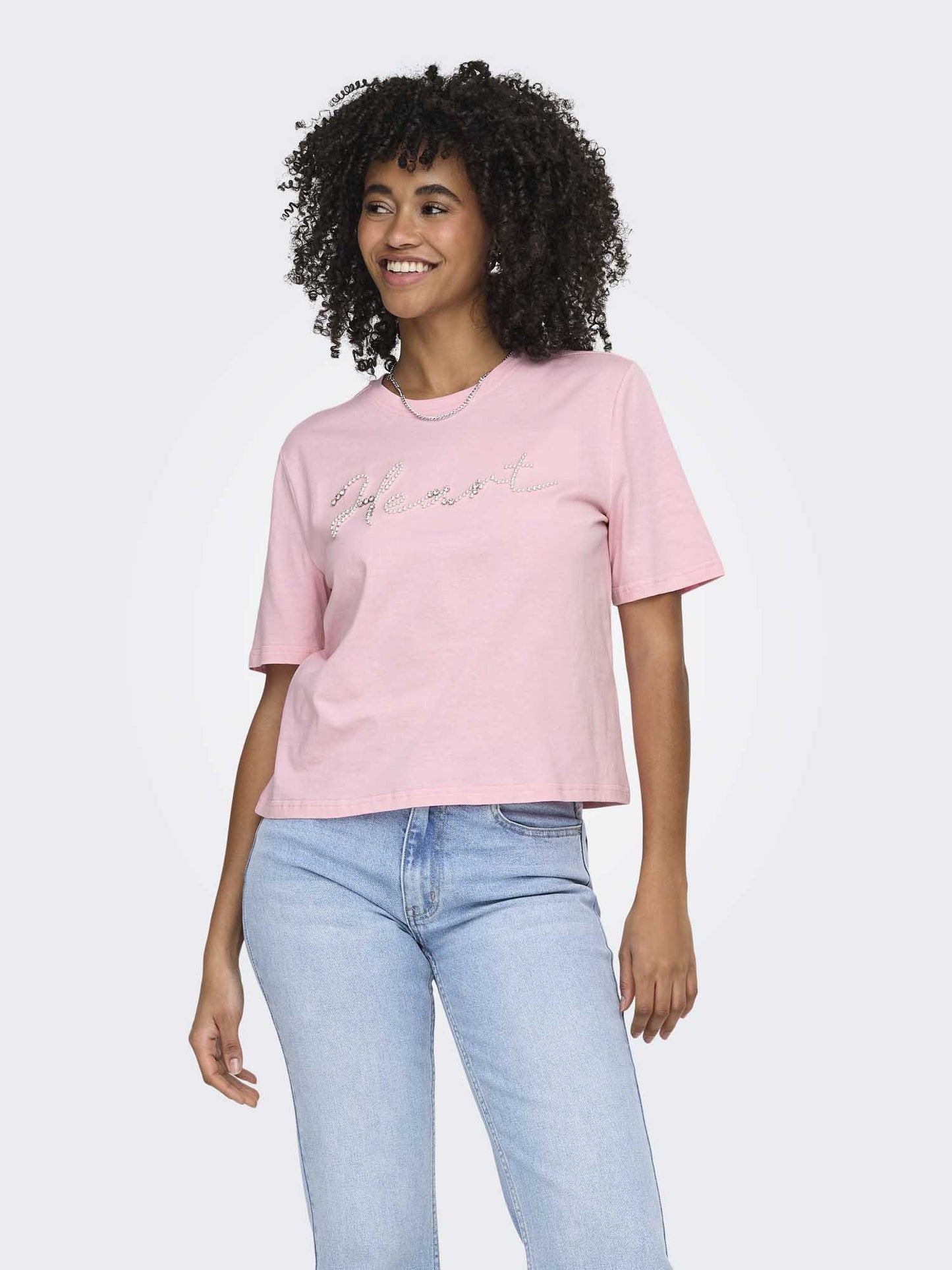 T-shirt unisex adulto maniche corte Only in rosa delicato
