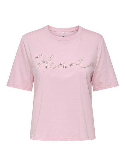 T-shirt unisex adulto maniche corte Only in rosa delicato