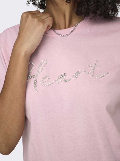 T-shirt unisex adulto maniche corte Only in rosa delicato