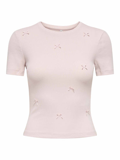 T-shirt in cotone rosa lilac da donna Only, maniche corte