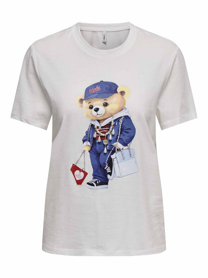 Only Maeve Life, t-shirt maniche corte da donna color crema