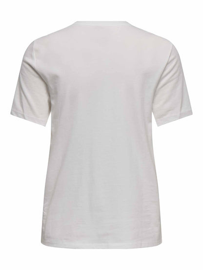 Only T-shirt maniche corte in cotone beige da donna