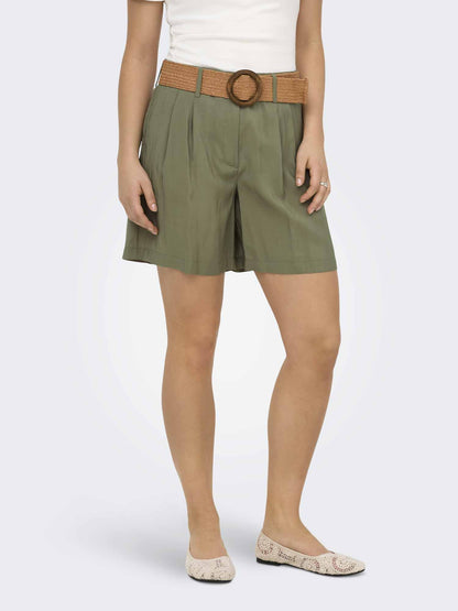 Shorts donna Only Ibiza verde con cintura