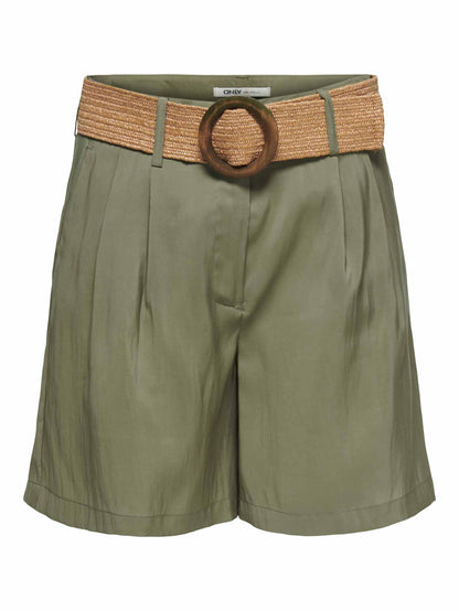 Shorts donna Only Ibiza verde con cintura