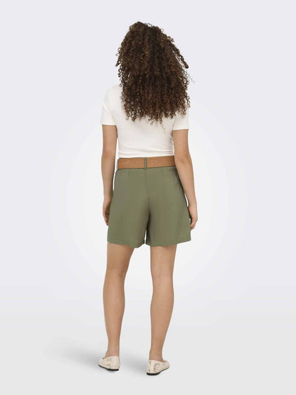 Shorts donna Only Ibiza verde con cintura