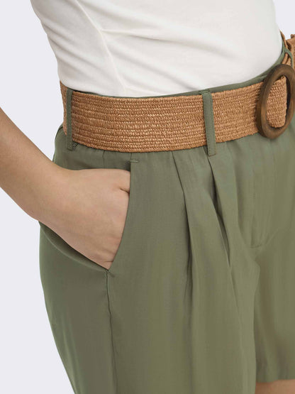 Shorts donna Only Ibiza verde con cintura