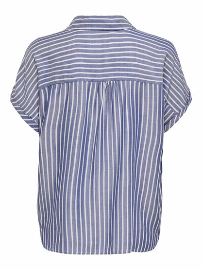 Only Gibsi, camicia donna blu a maniche corte