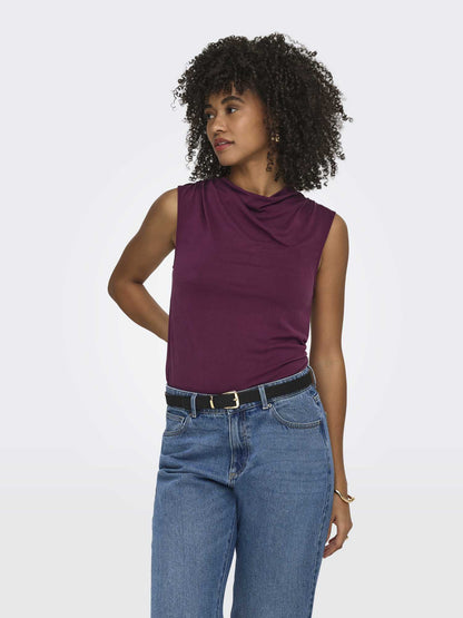 Only Hannah, t-shirt maniche corte donna bordeaux
