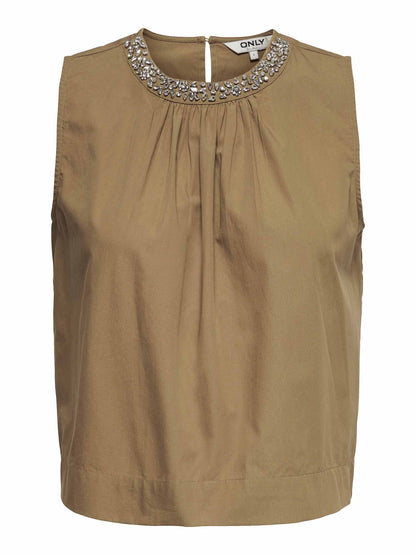 Only Rayi Top, canotta donna color marrone toast