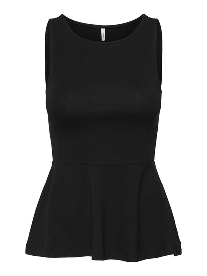 Canotta Only Kiss da donna nera in cotone elasticizzato