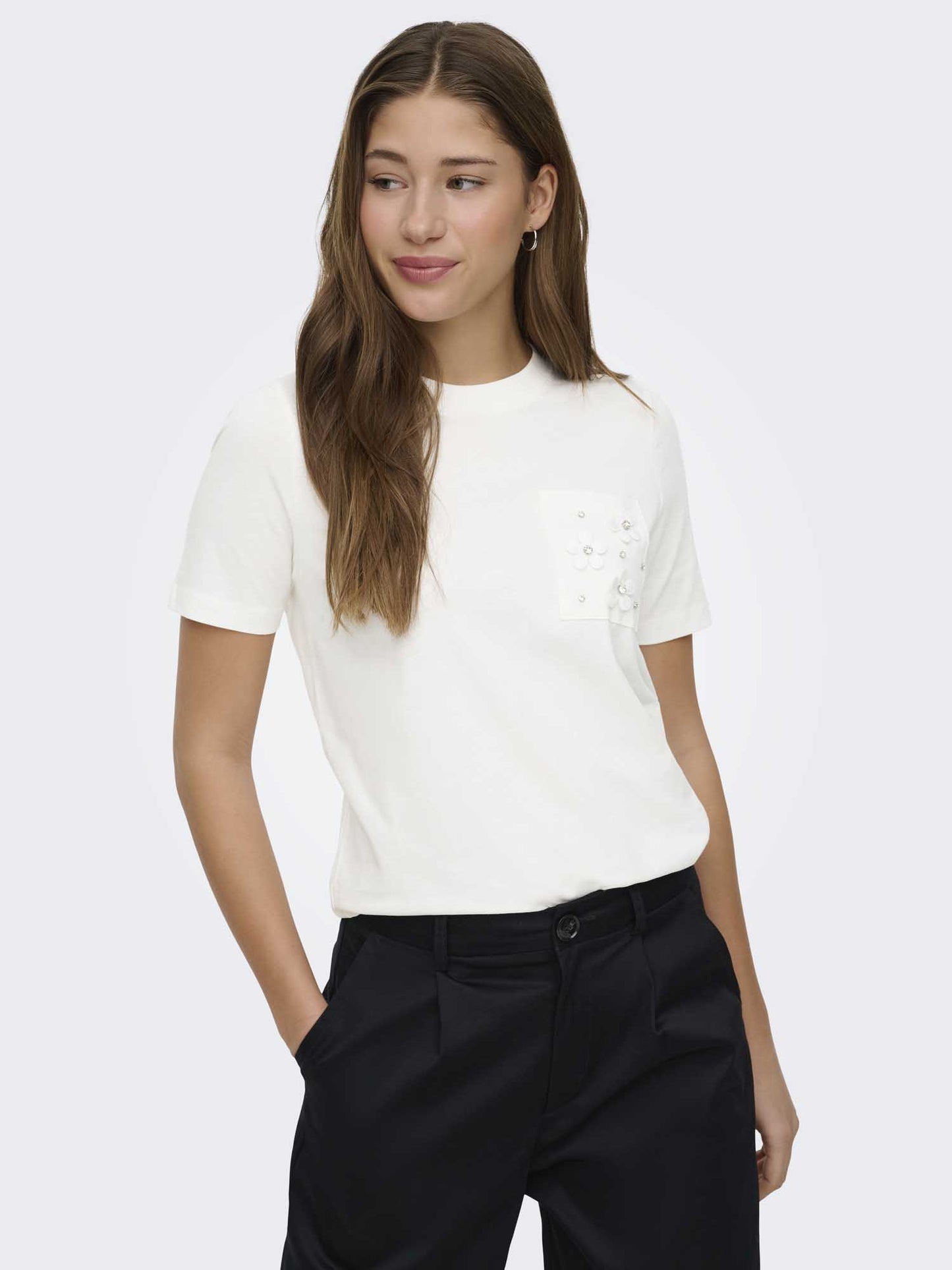Only Zenia, t-shirt bianca a maniche corte da donna