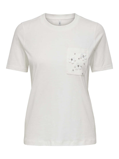 Only Zenia, t-shirt bianca a maniche corte da donna