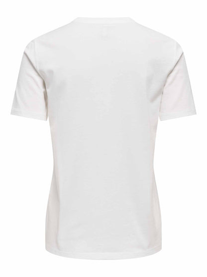 Only Sanja O-Neck Bling Top, t-shirt maniche corte da donna panna
