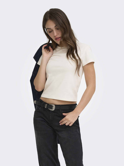 Only 15377620 Cloud, t-shirt maniche corte da Donna panna