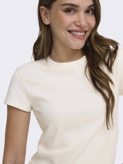 Only superior t-shirt da donna panna