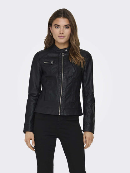 Giubbotto biker Only Bandit in ecopelle nero da donna