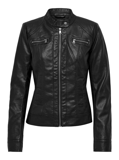 Giubbotto biker Only Bandit in ecopelle nero da donna