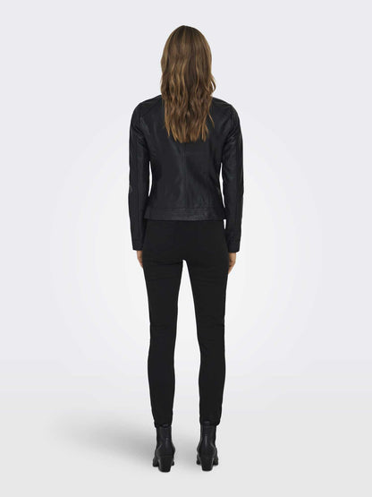 Giubbotto biker Only Bandit in ecopelle nero da donna