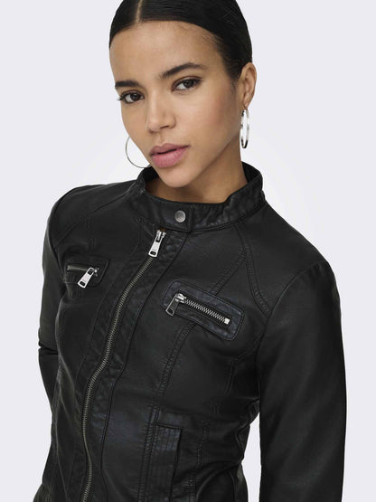 Only bandit leather giubbino da donna nero