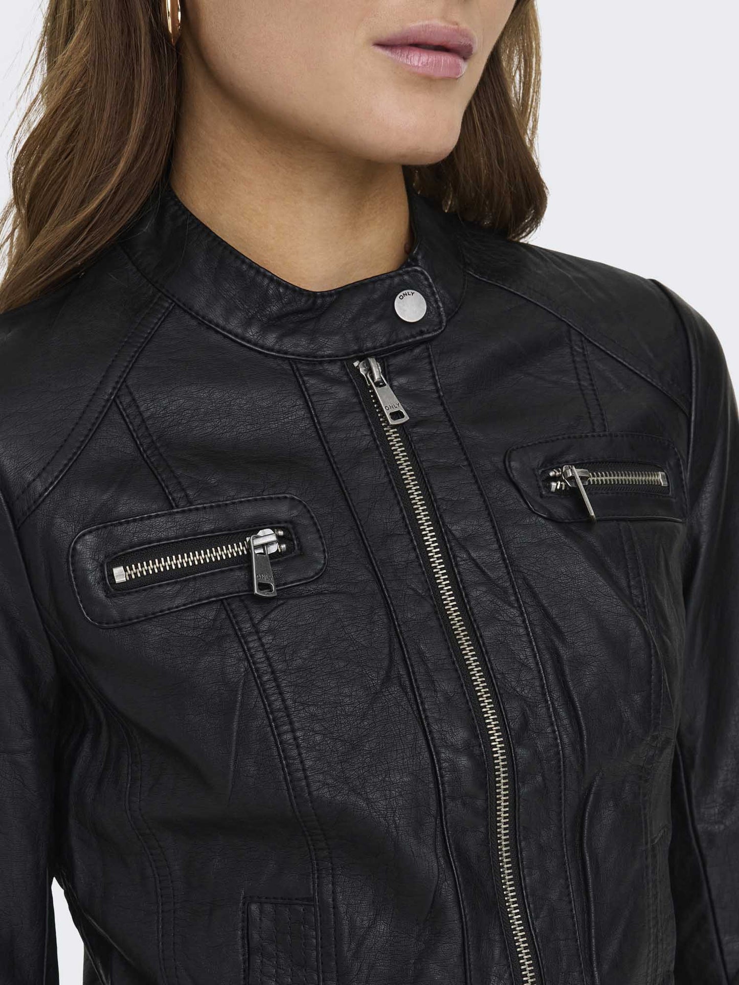 Giubbotto biker Only Bandit in ecopelle nero da donna