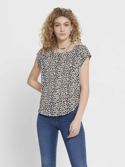 Top Only Onlvic donna beige con zip elegante sul retro
