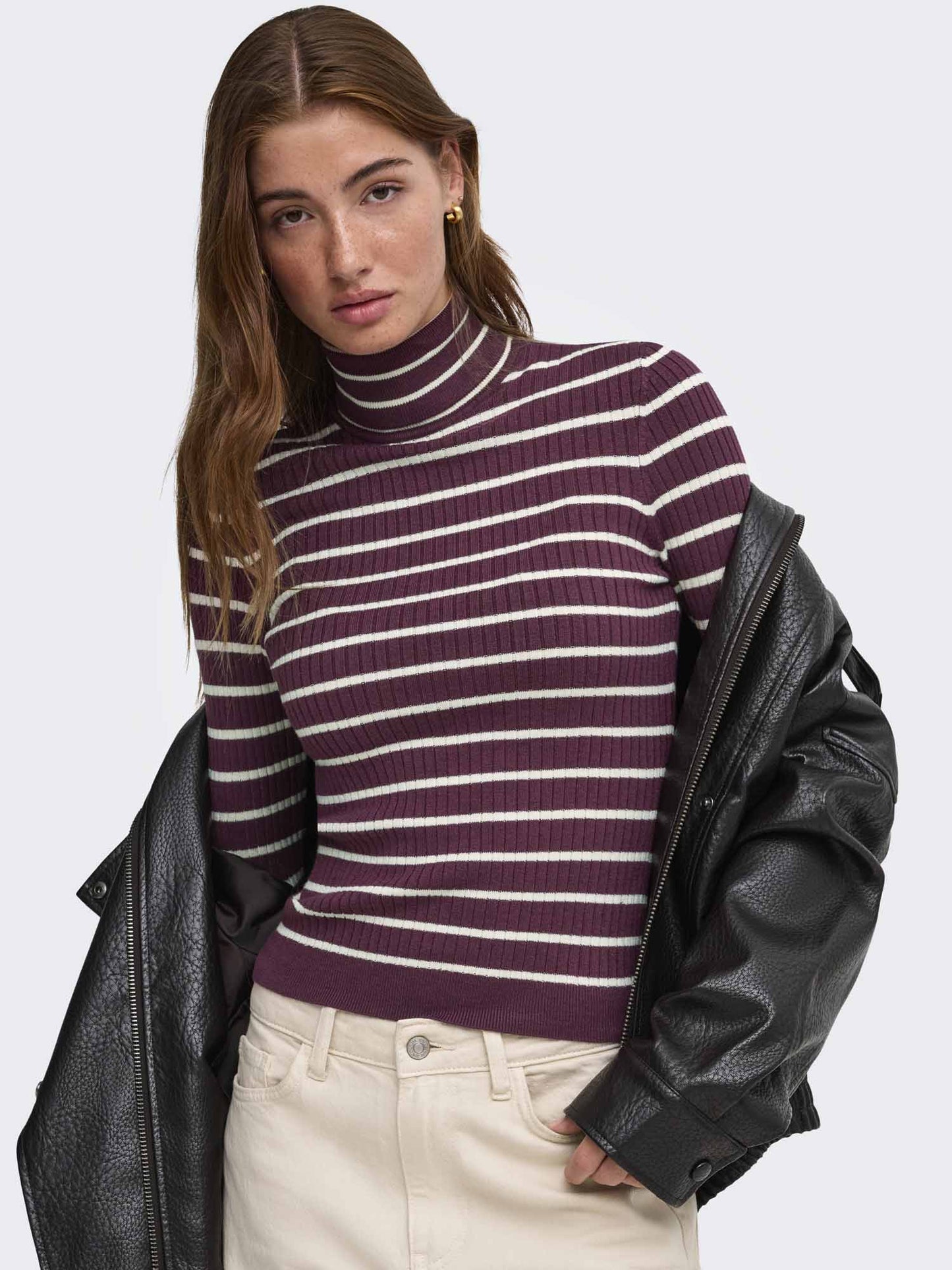 Only Karol Roll, maglia da donna bordeaux