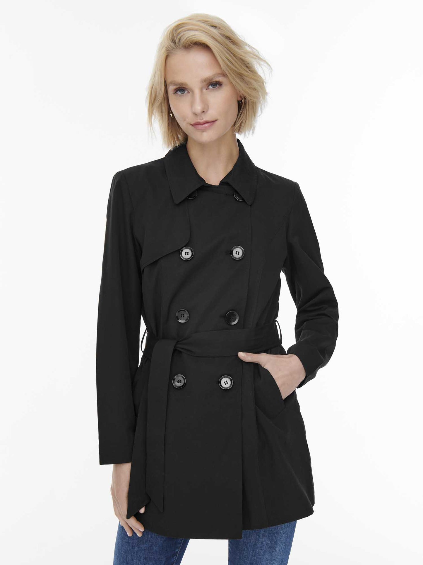 Trench coat Valerie elegante da donna nero, versatile e raffinato