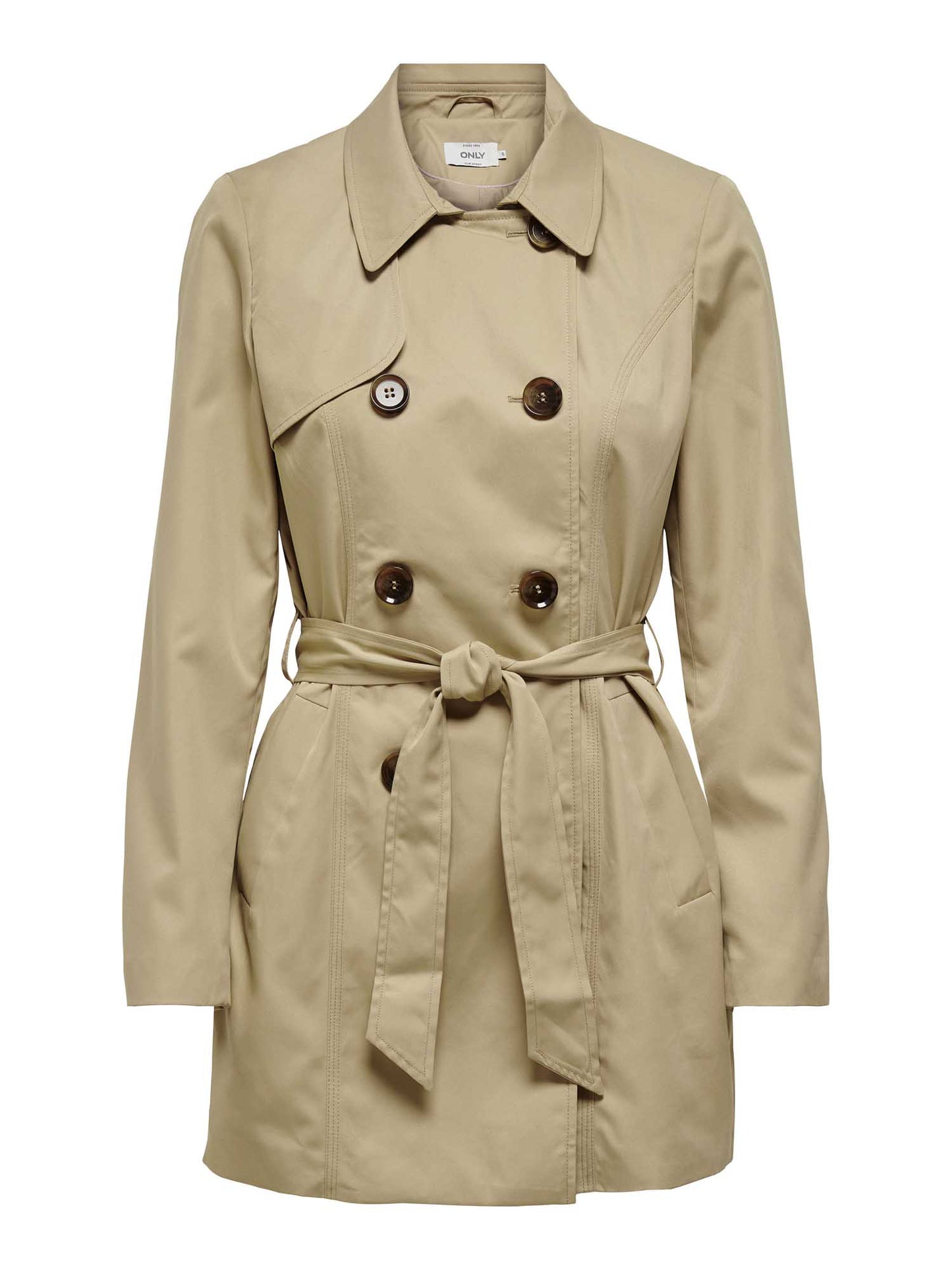 Only Onlvalerie trenchcoat beige da donna con cintura in vita