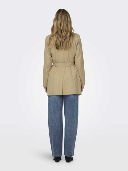 Only Onlvalerie trenchcoat beige da donna con cintura in vita