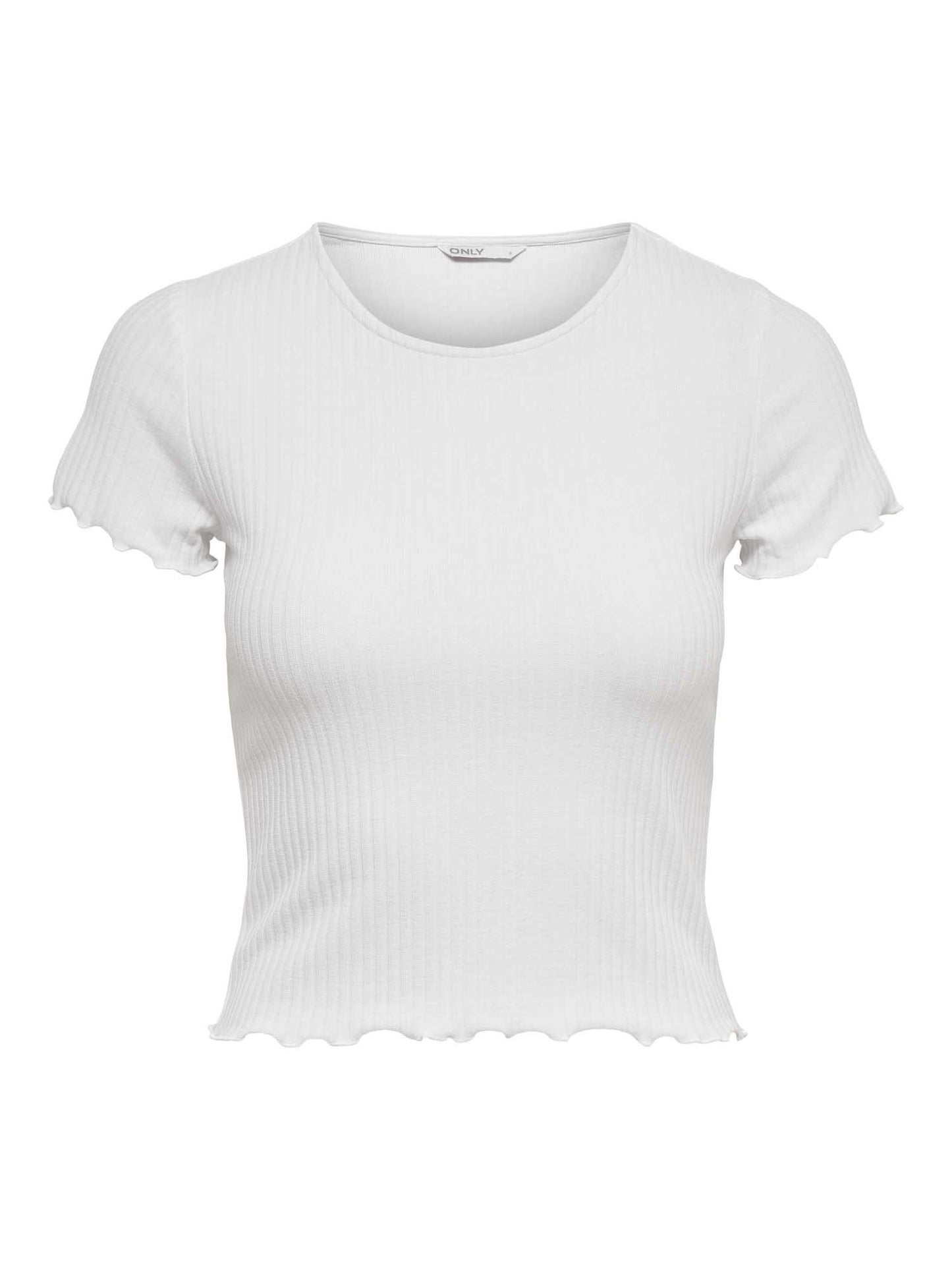 T-shirt cropped Onlemma di Only unisex bianca con dettagli arricciati