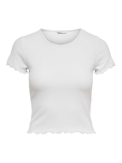 T-shirt cropped Onlemma di Only unisex bianca con dettagli arricciati