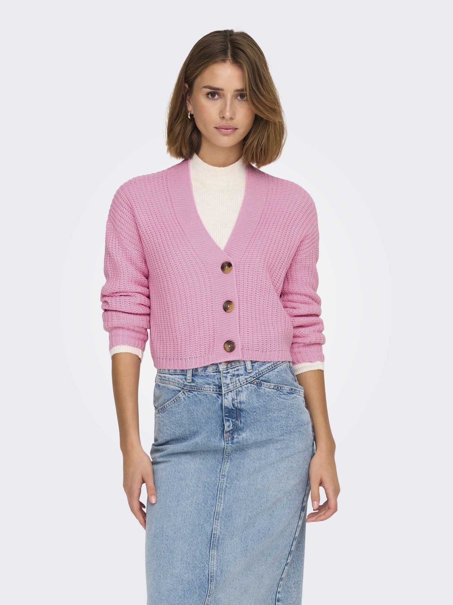 Cardigan cropped Only Carol rosa per donna dallo stile Casual